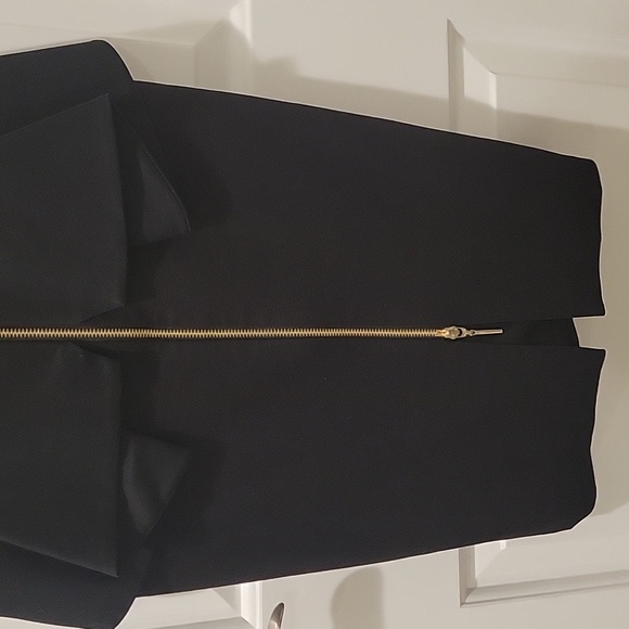Ted Baker Peplum Black dress with front gold zipper detail - Picture 6 of 7